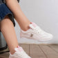 5754 — White / Pink panelled lace-up sneakers side view, 37, 38, 39, 40, 41 (White / Pink)
