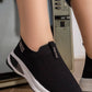 5761 — Black mesh slip-on sneakers front view, 38, 39, 40, 41, 42 (Black)