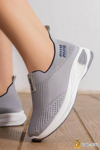 5761 — Grey mesh slip-on sneakers side view, 38, 39, 40, 41, 42 (Grey)