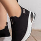 5761 — Black mesh slip-on sneakers side view, 38, 39, 40, 41, 42 (Black)