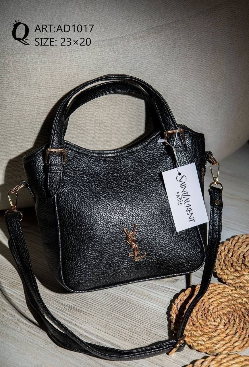 AD1017 — Black buckle-handle handbag front, 23 × 20 (Black)