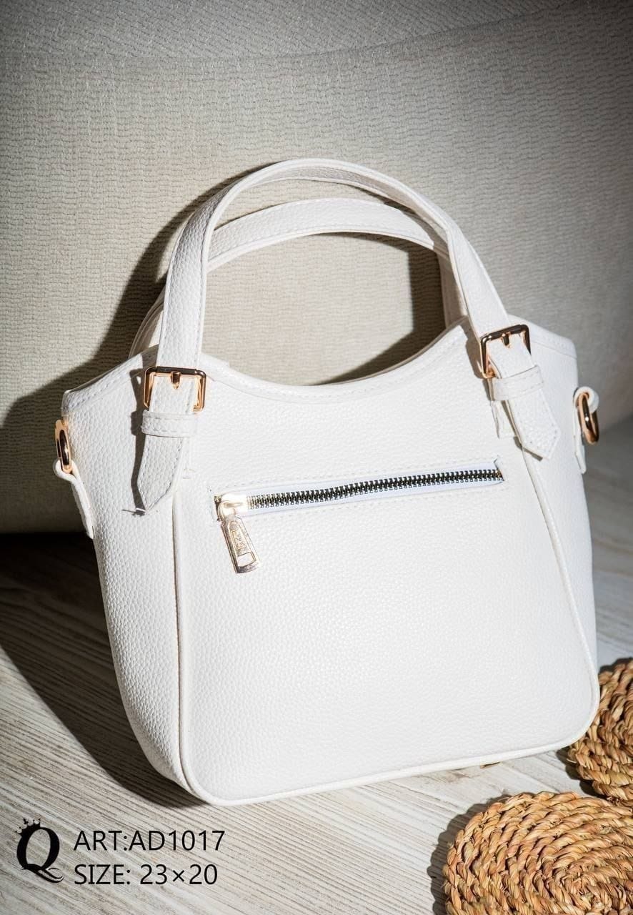 AD1017 — Ivory buckle-handle handbag back, 23 × 20 (Ivory)