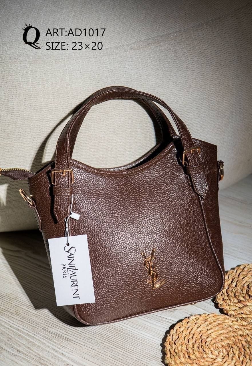 AD1017 — Brown buckle-handle handbag front, 23 × 20 (Brown)