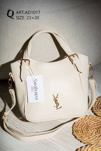 AD1017 — Ivory buckle-handle handbag front, 23 × 20 (Ivory)