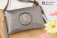 AD1019 — Pewter zip top clutch bag front, 31 × 21 (Pewter)