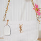 AD1023 — White textured mini shoulder bag front, 22 × 13 (White)