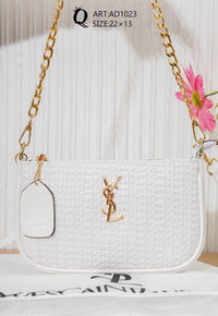 AD1023 — White textured mini shoulder bag front, 22 × 13 (White)