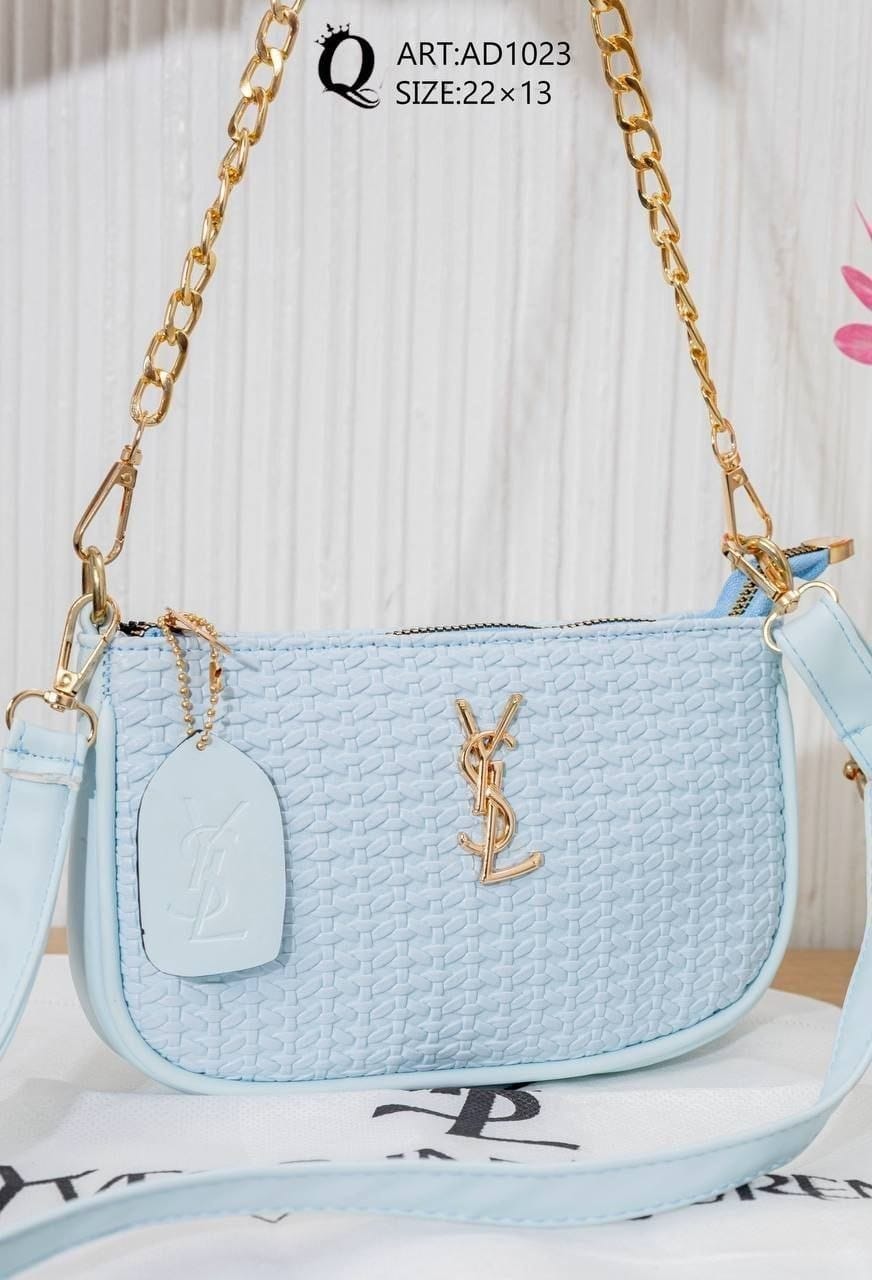 AD1023 — Light Blue textured mini shoulder bag front, 22 × 13 (Light Blue)