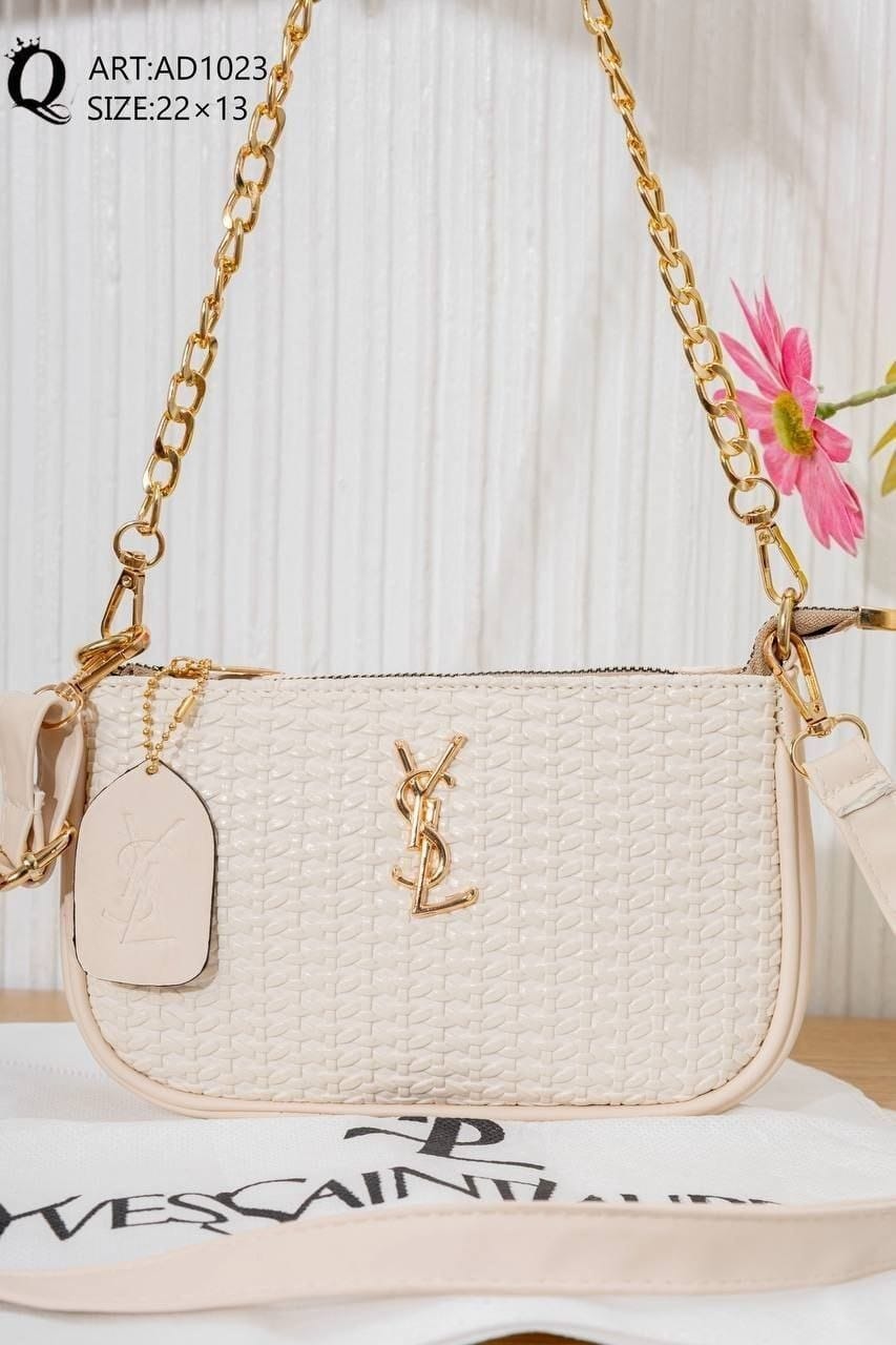 AD1023 — Ivory textured mini shoulder bag front, 22 × 13 (Ivory)