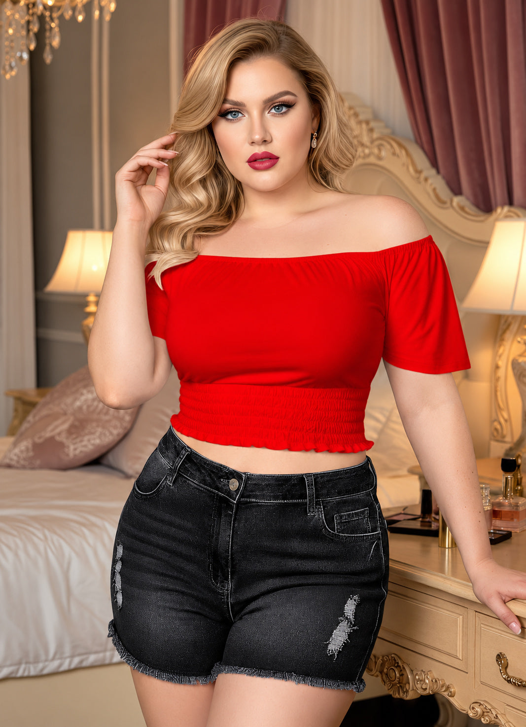 Scarlet & Midnight Top & Shorts Set