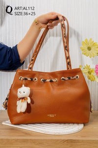 AL112 — Tan drawstring shoulder bag front, 36 × 25 (Tan)