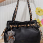 AL112 — Black drawstring shoulder bag front, 36 × 25 (Black)