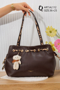 AL112 — Brown drawstring shoulder bag front, 36 × 25 (Brown)