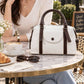 AM543 — White Brown front-pocket handbag front, 28 × 21 (White Brown)