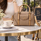 AM543 — Taupe Tan front-pocket handbag front, 28 × 21 (Taupe Tan)