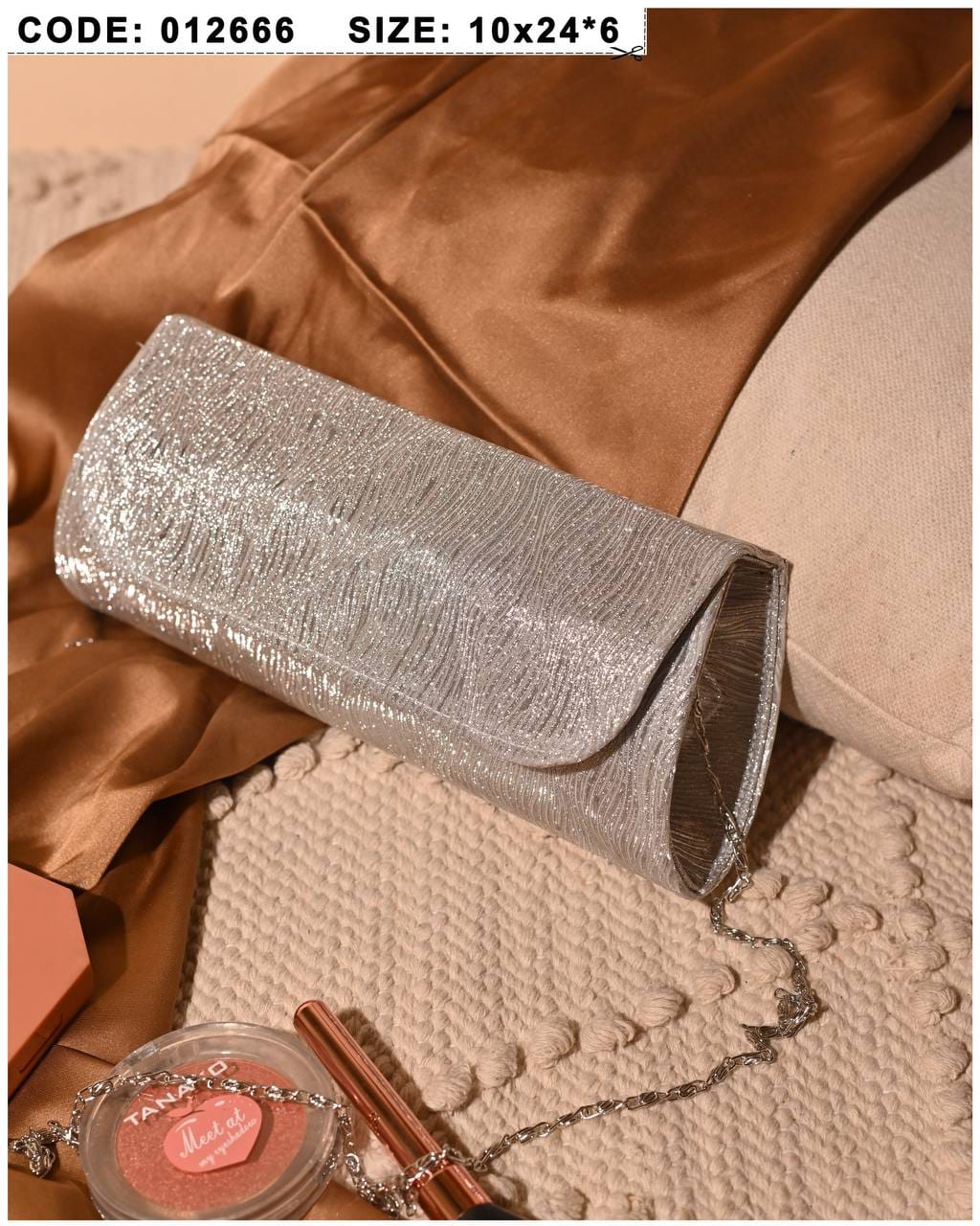 Shimmer Flap Clutch – 012666 (Silver)