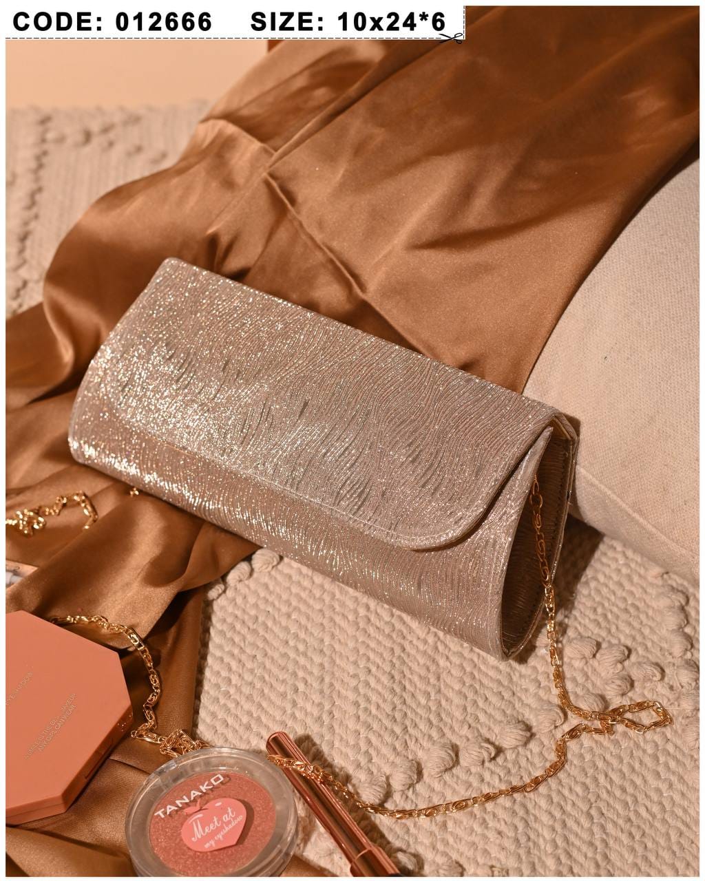 Shimmer Flap Clutch – 012666 (Champagne)