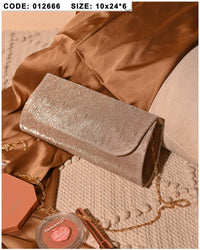 Shimmer Flap Clutch – 012666 (Champagne)