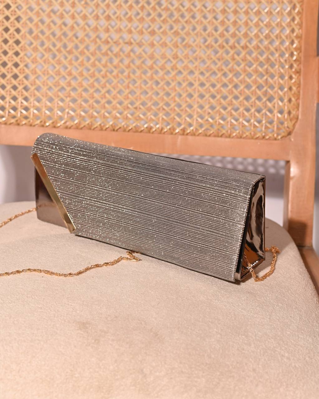 Metal Trim Evening Clutch – 05599 (Gunmetal)