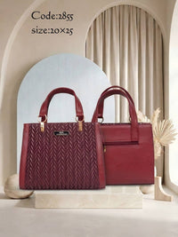 Chevron Texture Tote Bag – 2855 (Burgundy)
