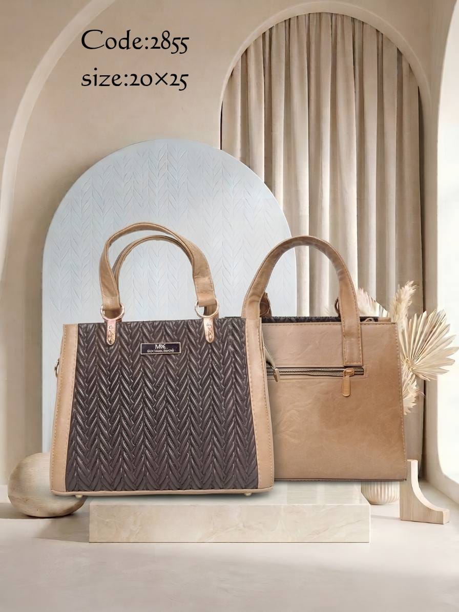 Chevron Texture Tote Bag – 2855 (Brown / Beige)