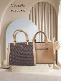 Chevron Texture Tote Bag – 2855 (Brown / Beige)