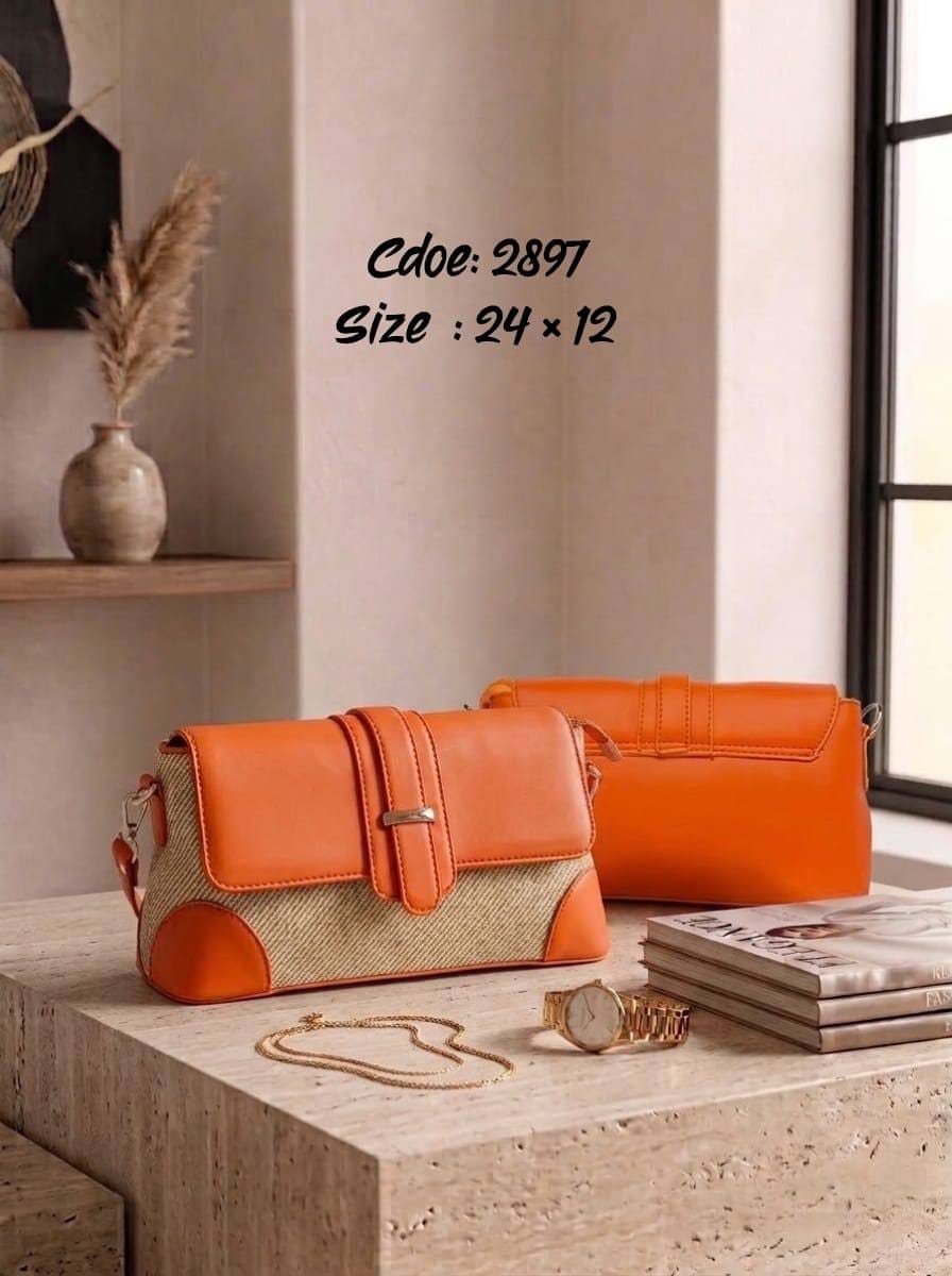 Panelled Flap Shoulder Bag – 2897 (Orange)