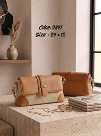 Panelled Flap Shoulder Bag – 2897 (Tan)