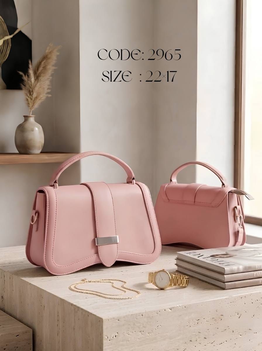 Curved Flap Top Handle Bag – 2965 (Pink)