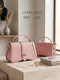 Curved Flap Top Handle Bag – 2965 (Pink)