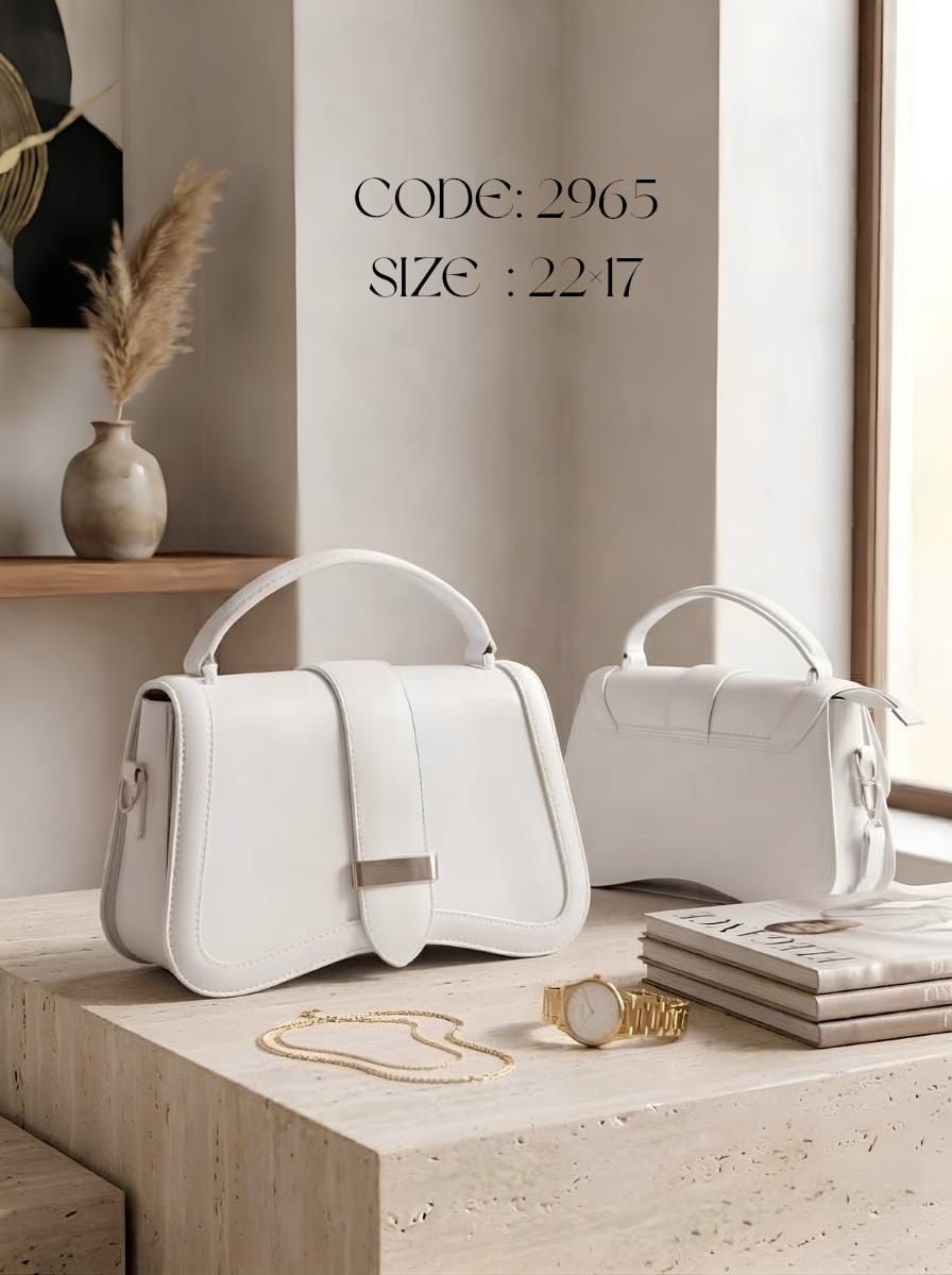 Curved Flap Top Handle Bag – 2965 (White)