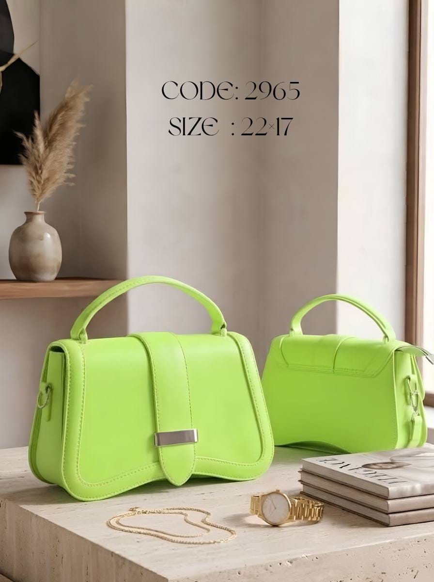Curved Flap Top Handle Bag – 2965 (Lime Green)