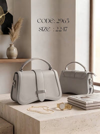 Curved Flap Top Handle Bag – 2965 (Grey)