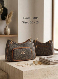 Patterned Shoulder Bag – 3103 (Dark Brown)