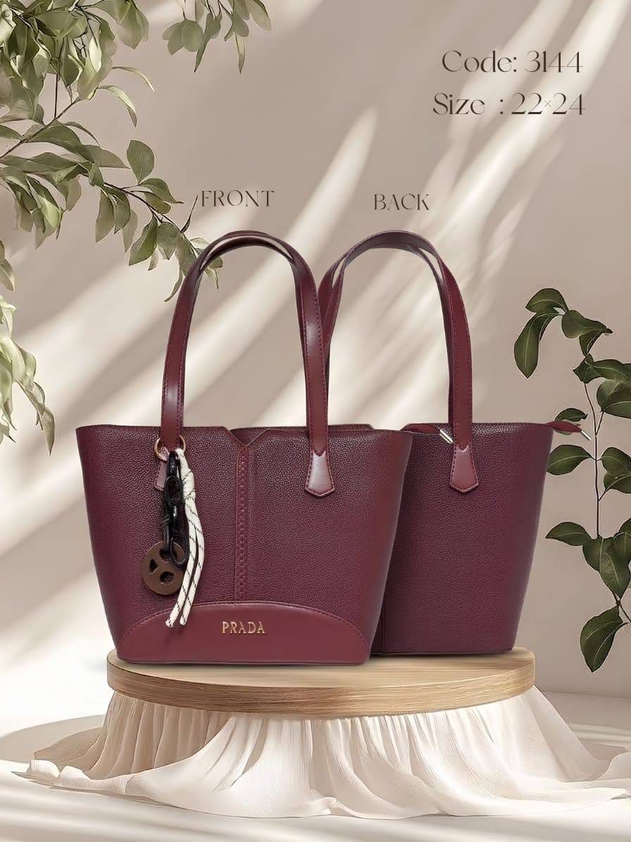 Structured Tote Bag – 3144 (Burgundy)