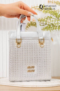 Textured Mini Tote Bag – AD1025 (Silver)