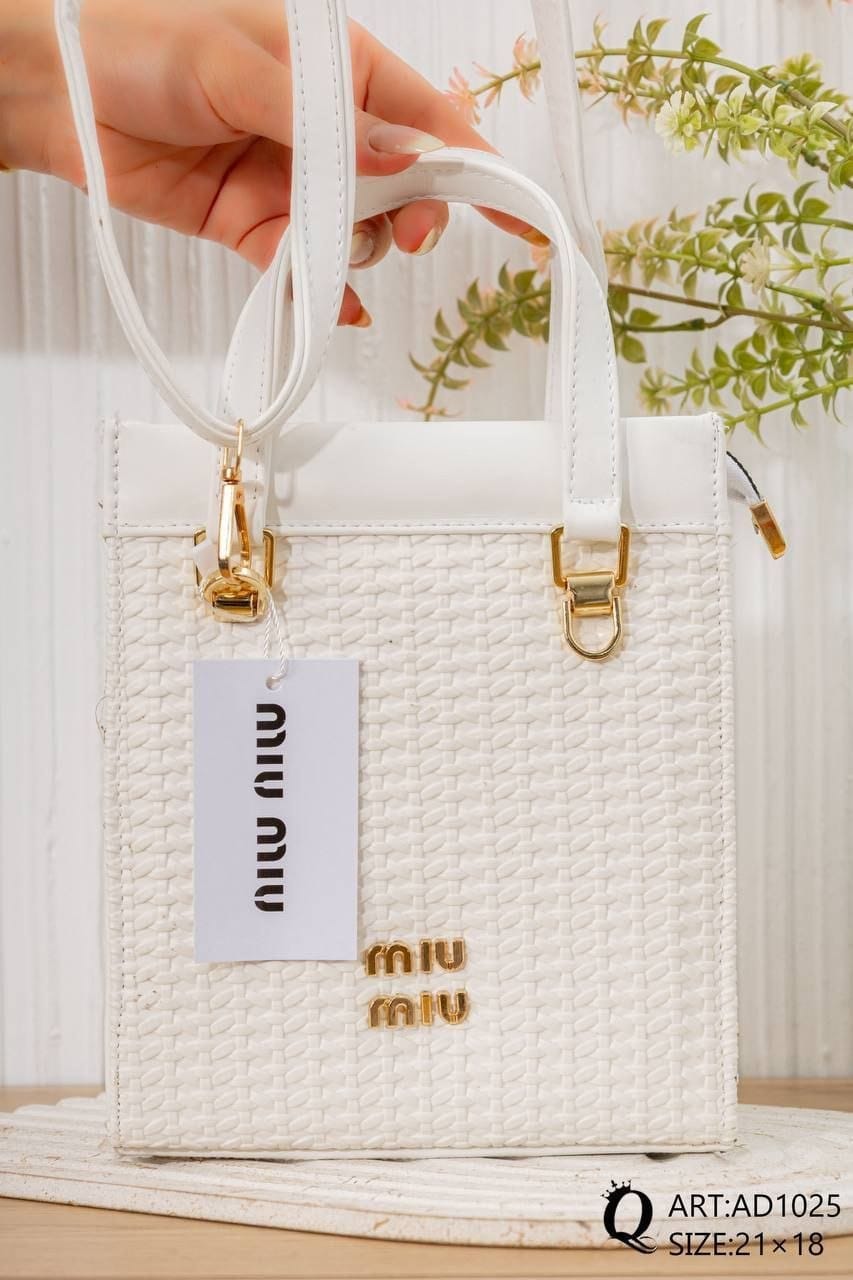 Textured Mini Tote Bag – AD1025 (White)