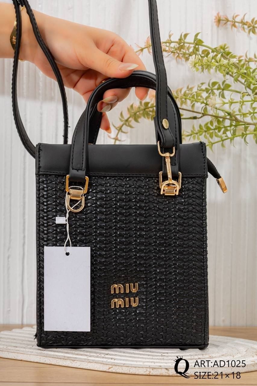 Textured Mini Tote Bag – AD1025 (Black)