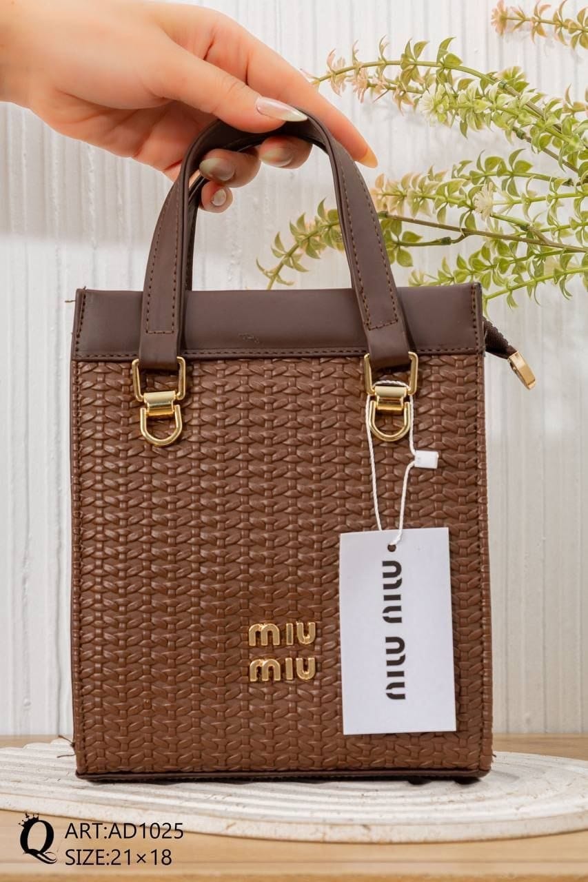 Textured Mini Tote Bag – AD1025 (Brown)