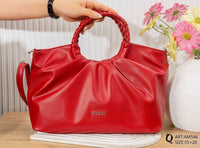 Braided Handle Gathered Bag – AM546 (Red)