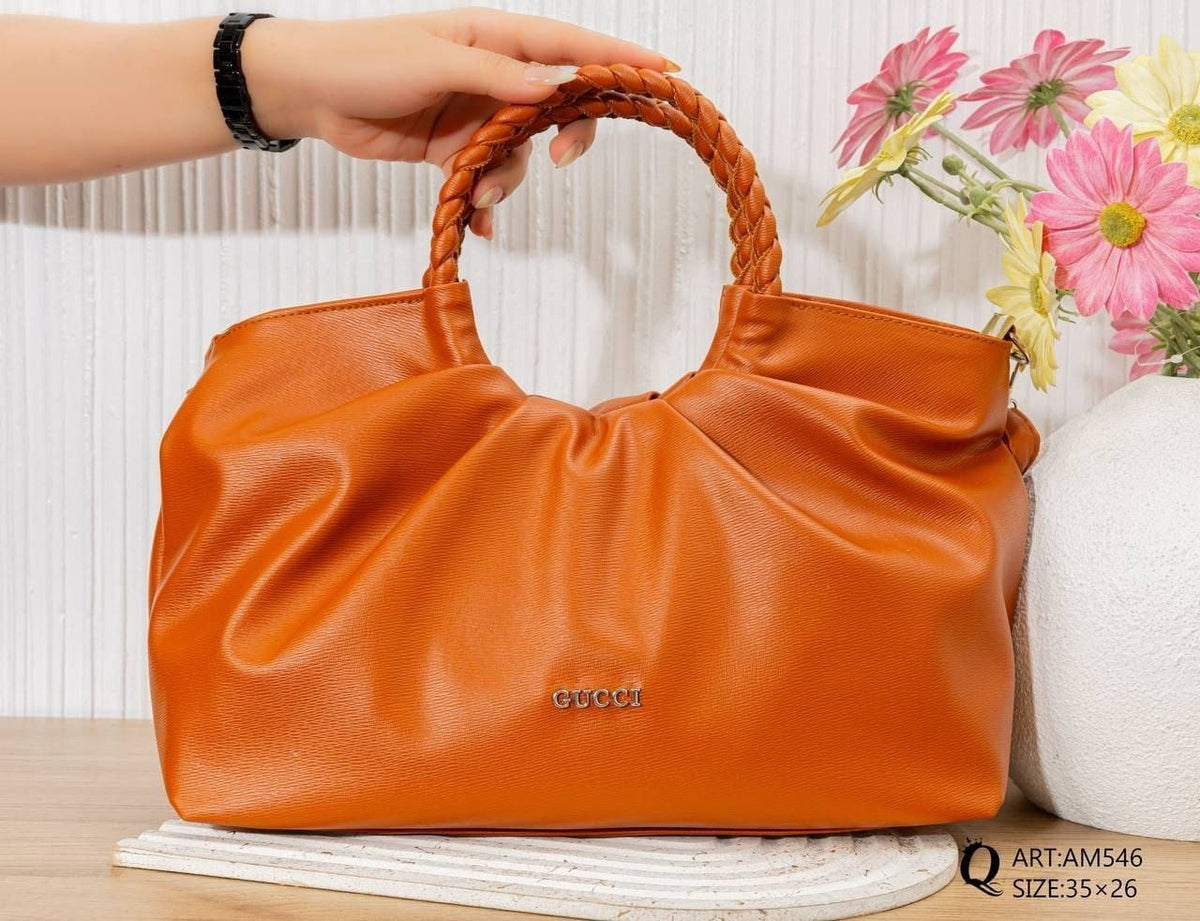 Braided Handle Gathered Bag – AM546 (Orange)