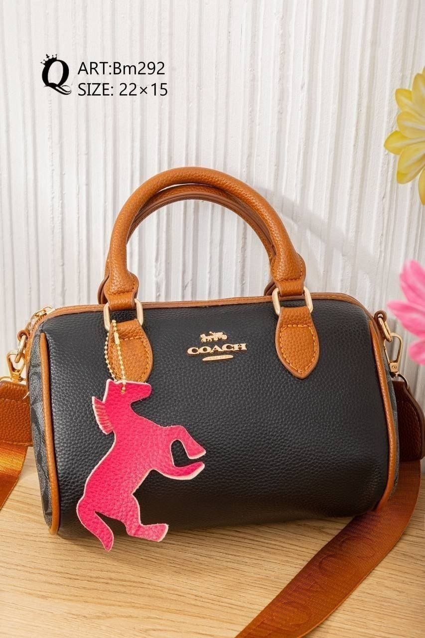 Colorblock Top Handle Bag – Bm292 (Black / Tan)