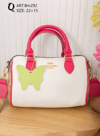 Colorblock Top Handle Bag – Bm292 (Cream / Pink)