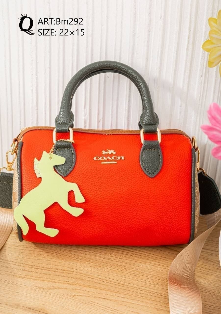 Colorblock Top Handle Bag – Bm292 (Orange / Green)