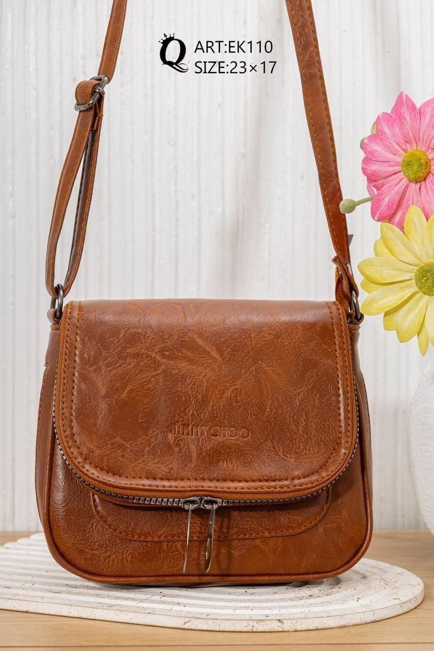 Textured Flap Crossbody Bag – EK110 (Cognac)