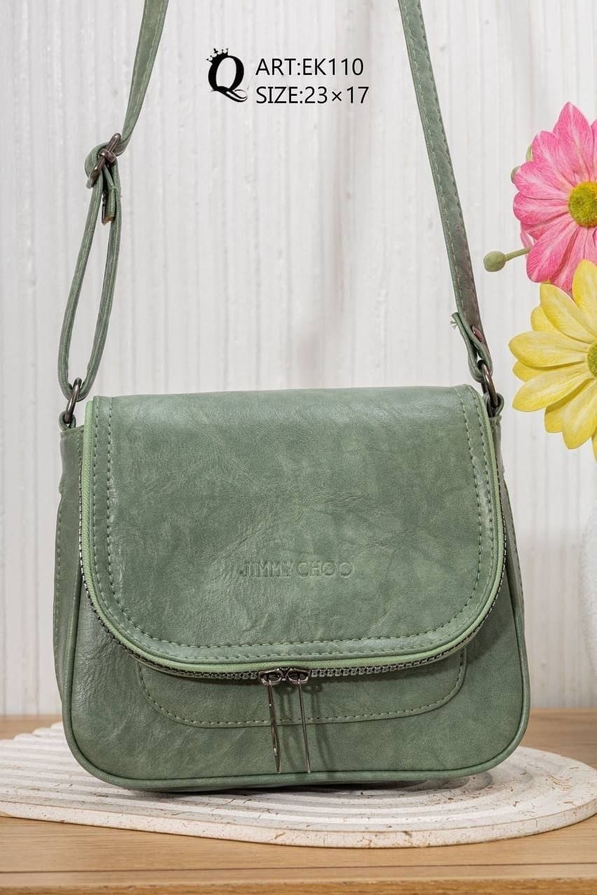 Textured Flap Crossbody Bag – EK110 (Sage Green)