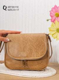 Textured Flap Crossbody Bag – EK110 (Tan)