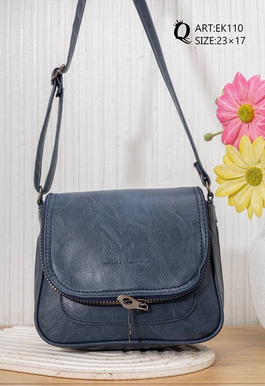 Textured Flap Crossbody Bag – EK110 (Blue)