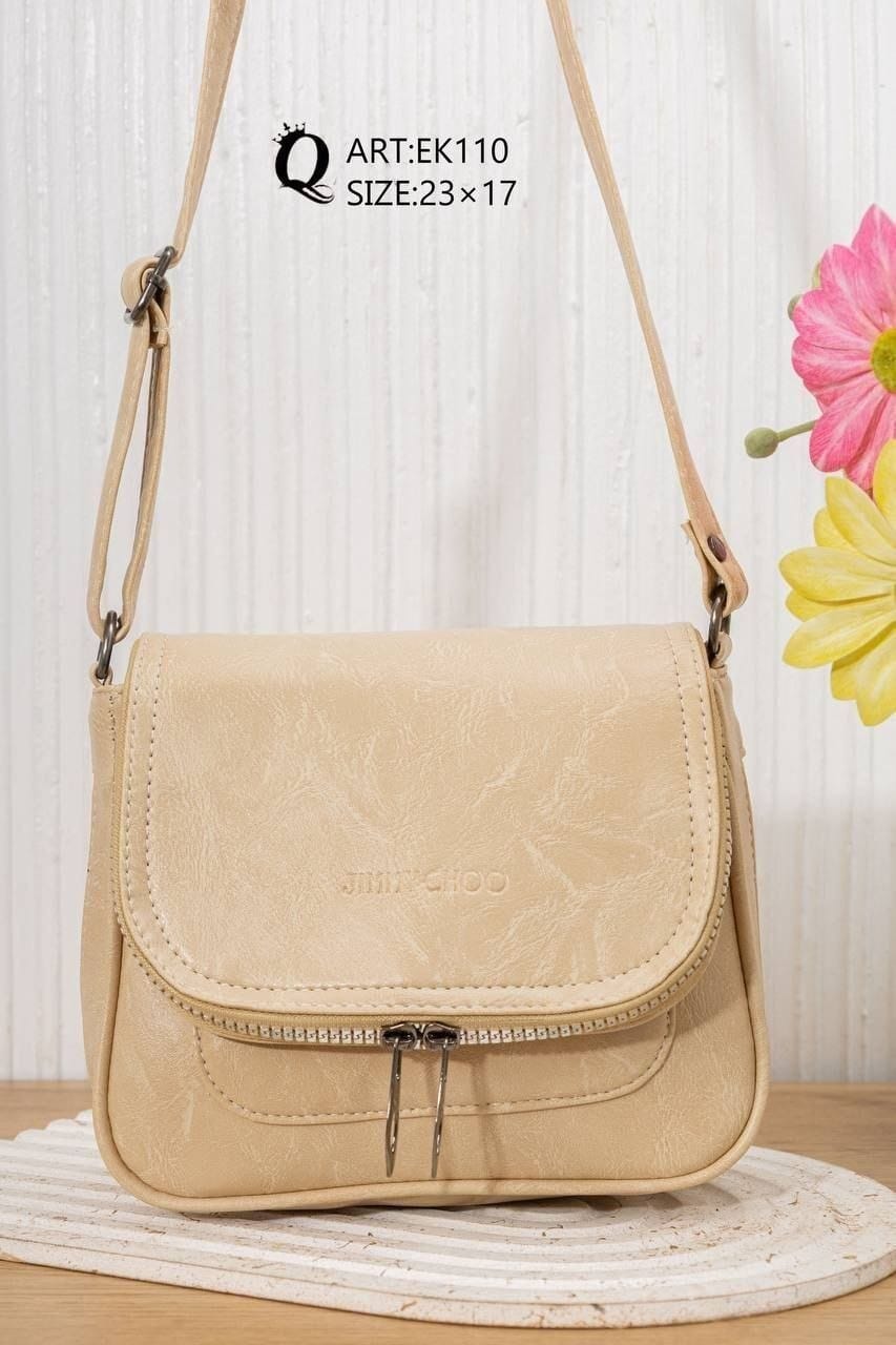 Textured Flap Crossbody Bag – EK110 (Cream)