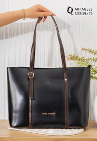Contrast Strap Tote Bag – Ms532 (Black)
